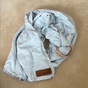 WildBird Light Blue Nursing Scarf with Rose Gold Ring